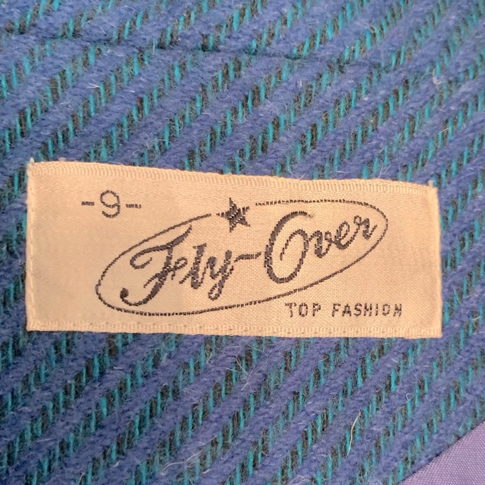 Vintage Fly Over cobalt tweed skirt suit with embroidery and rhinestones size 9 - Picture 15 of 15